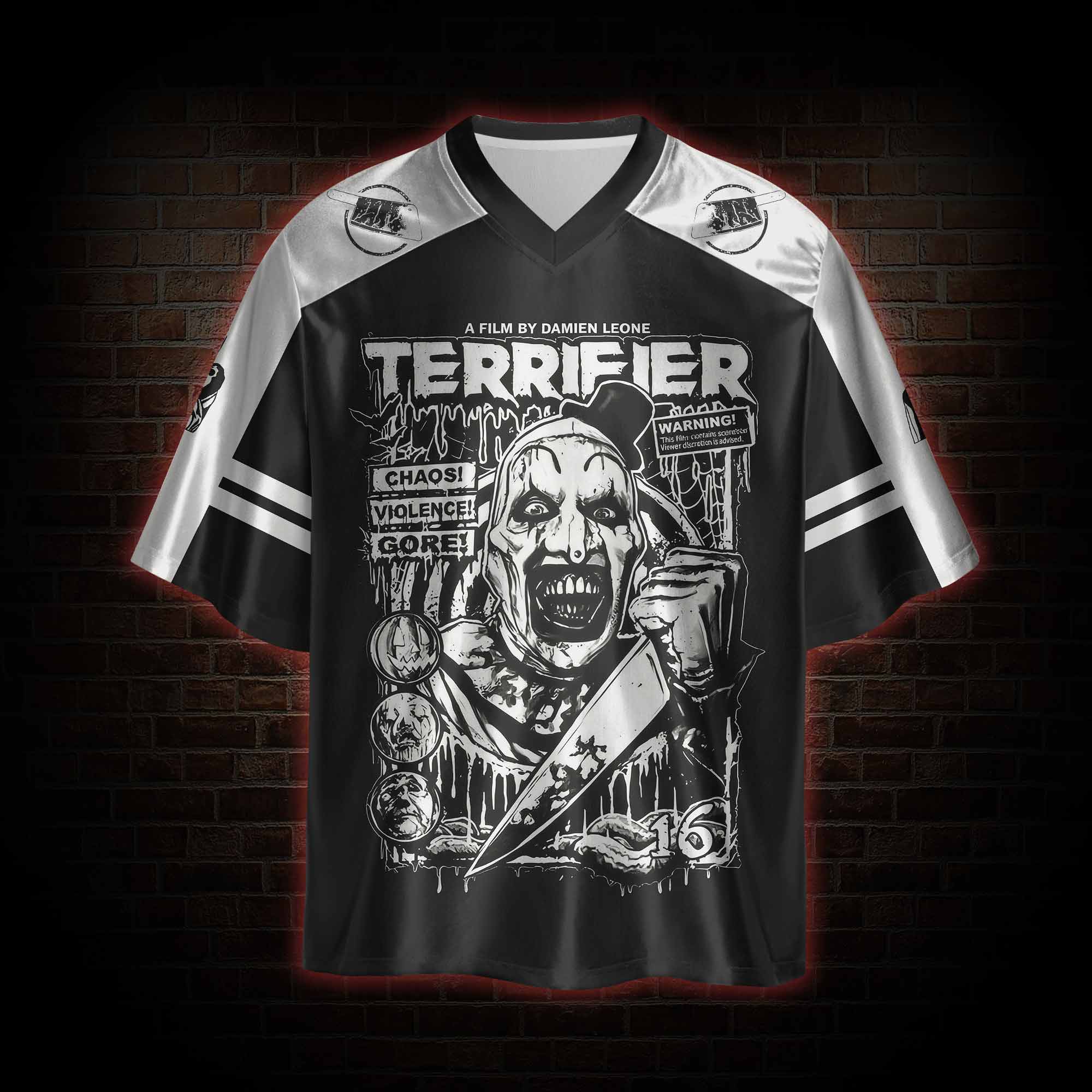 Warning Chaos Violence Bloodshed Oversized Jersey