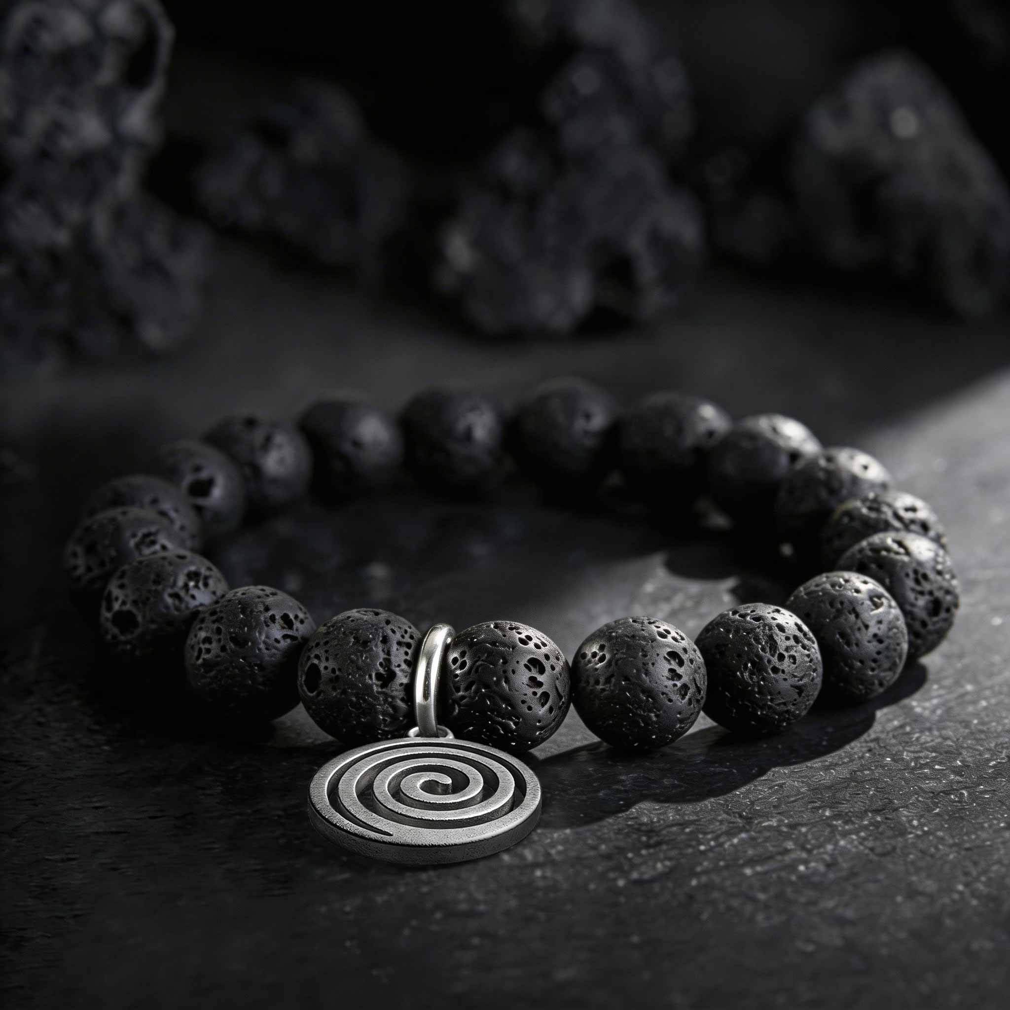 Spiral Lava Stone Beaded Bracelet