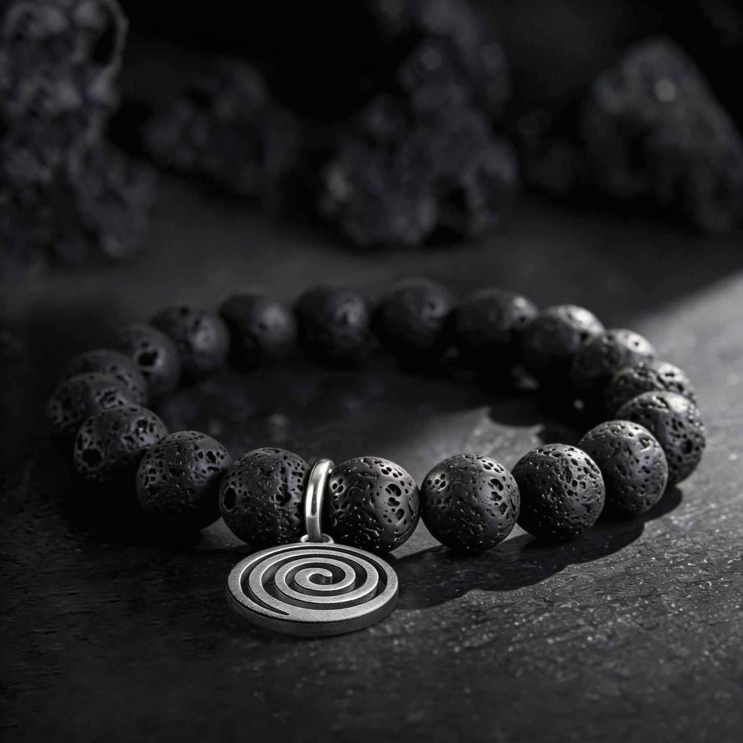 Spiral Lava Stone Beaded Bracelet