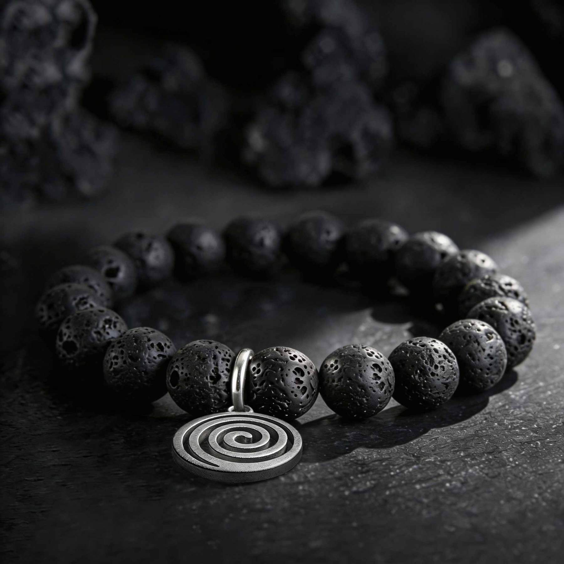 Spiral Lava Stone Beaded Bracelet