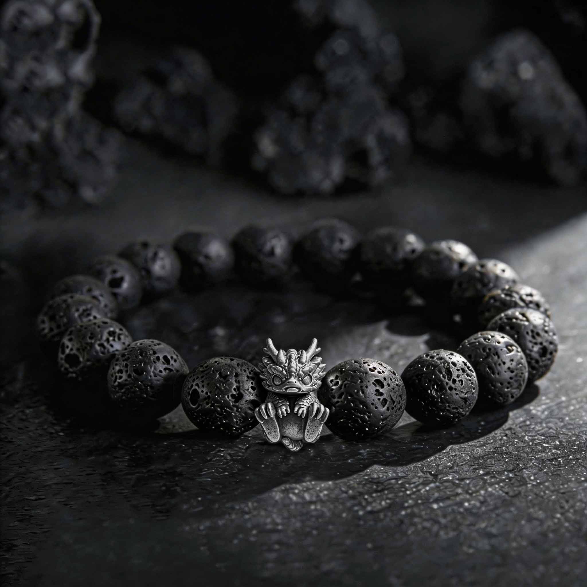 Baby Dragon Lava Stone Beaded Bracelet