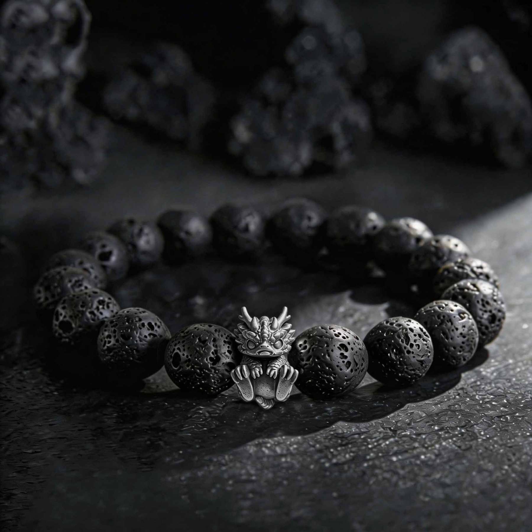 Baby Dragon Lava Stone Beaded Bracelet