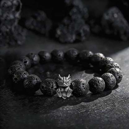 Baby Dragon Lava Stone Beaded Bracelet
