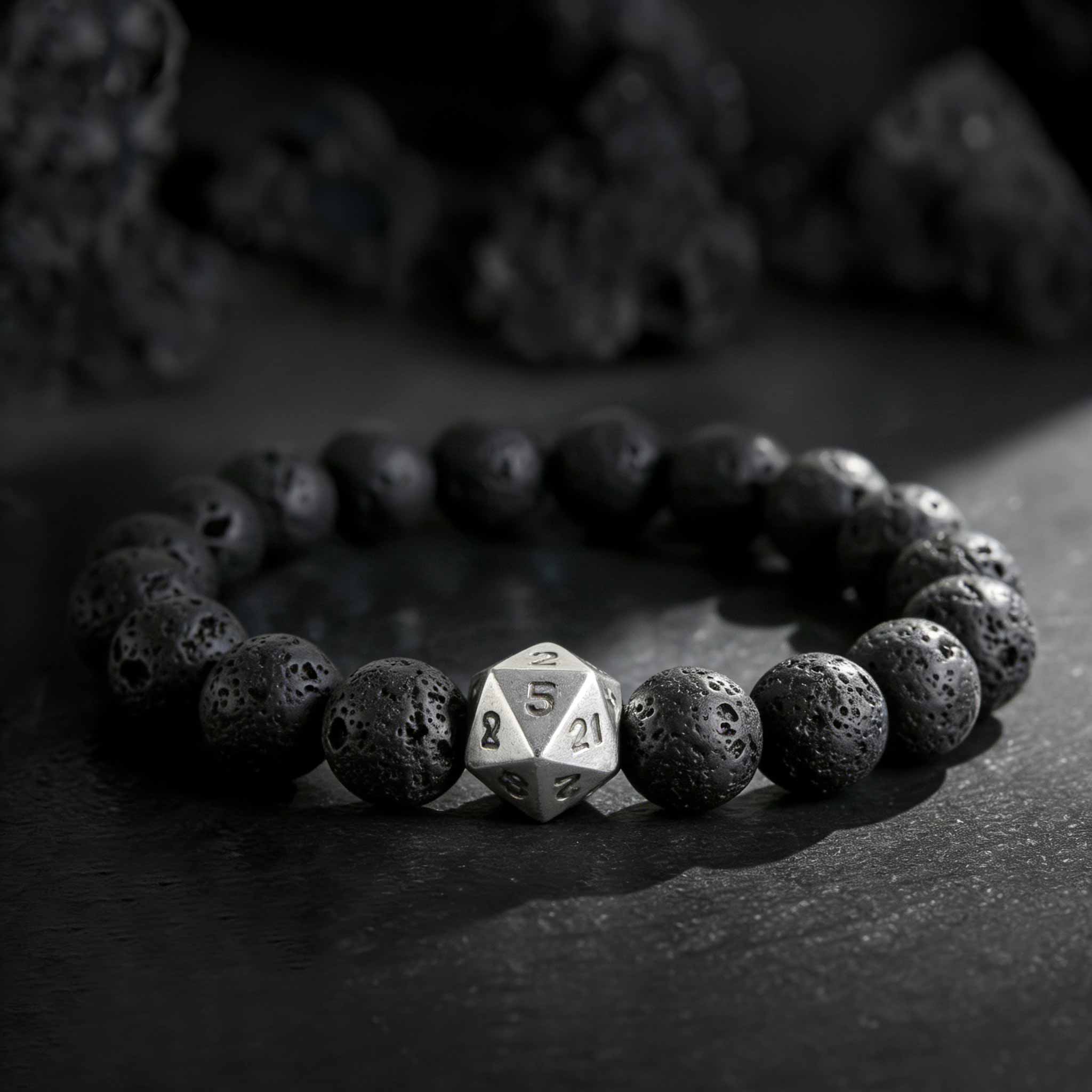 Dice Lava Stone Beaded Bracelet