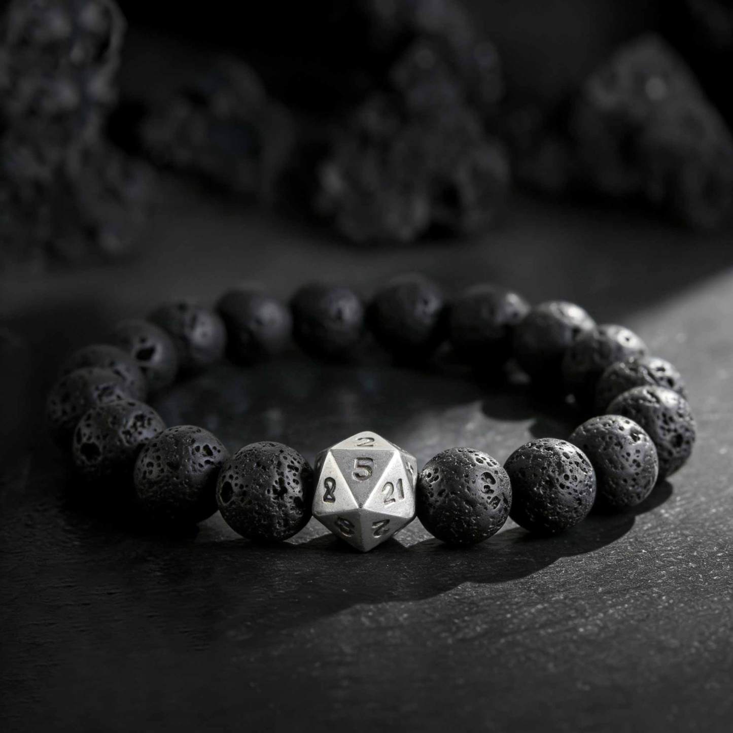 Dice Lava Stone Beaded Bracelet