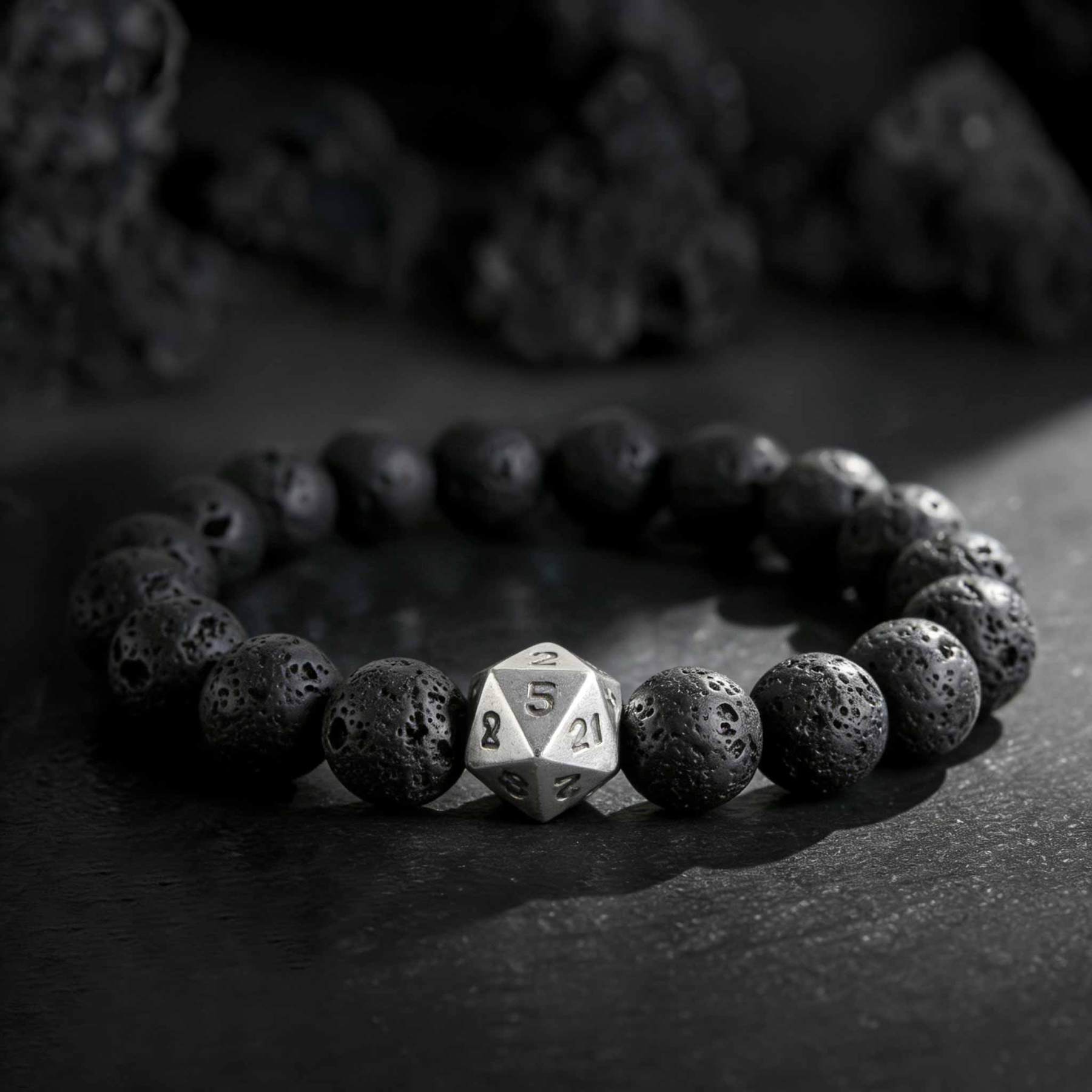 Dice Lava Stone Beaded Bracelet