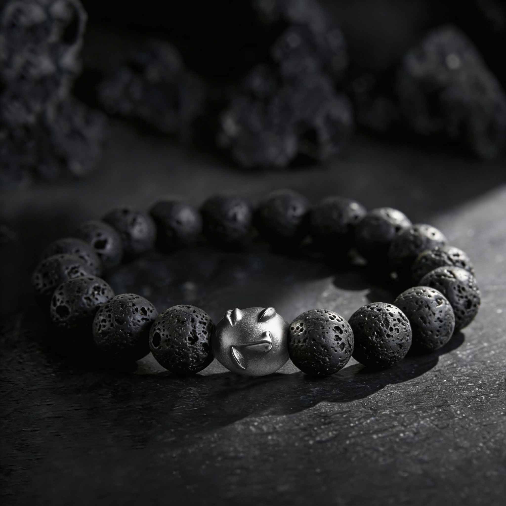 Egg Lava Stone Beaded Bracelet