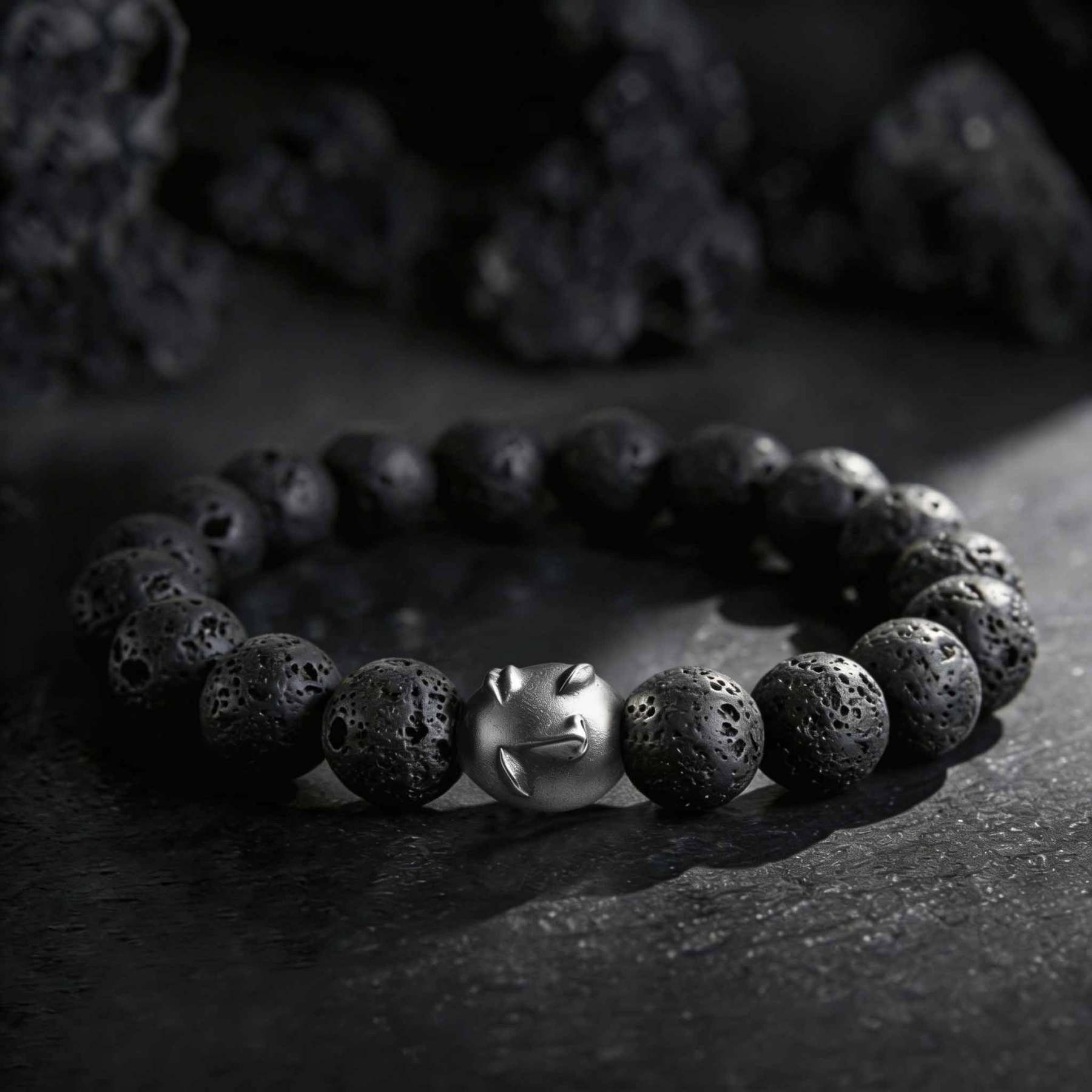 Egg Lava Stone Beaded Bracelet