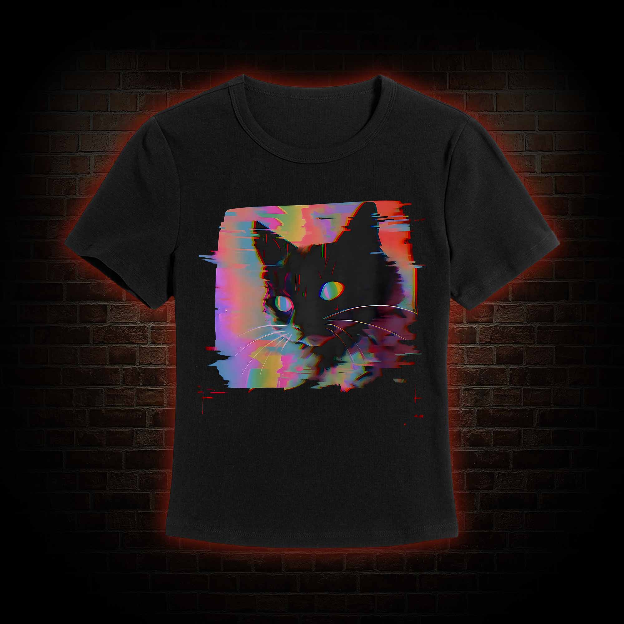 Psychedelic Weirdcore Cat Slim Fit T-Shirt