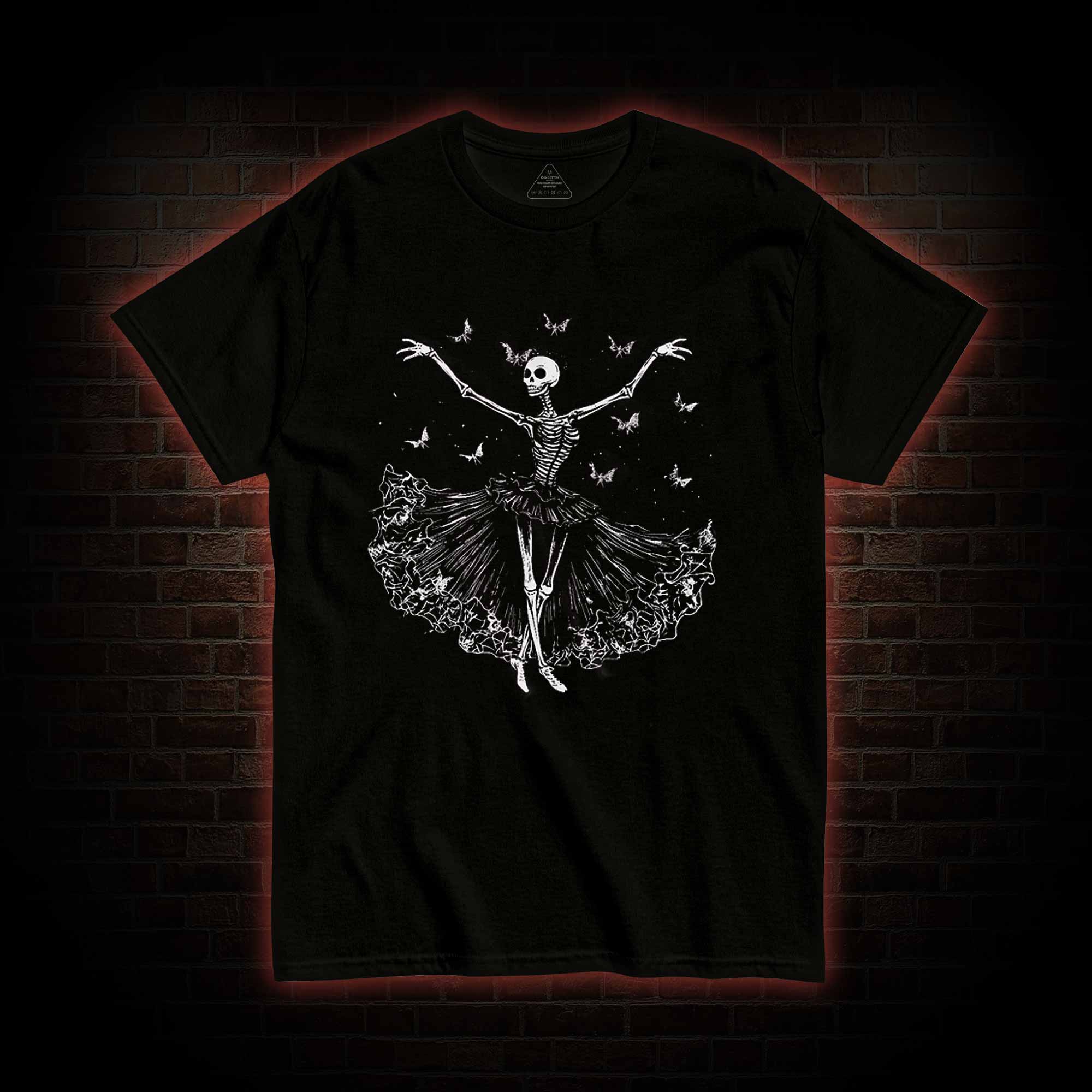 Floral Ballerina with Bats Skeleton T-shirt
