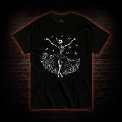 Floral Ballerina with Bats Skeleton T-shirt