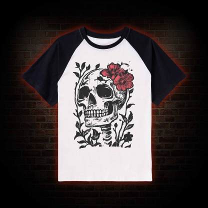 Flower Skull Raglan T-shirt