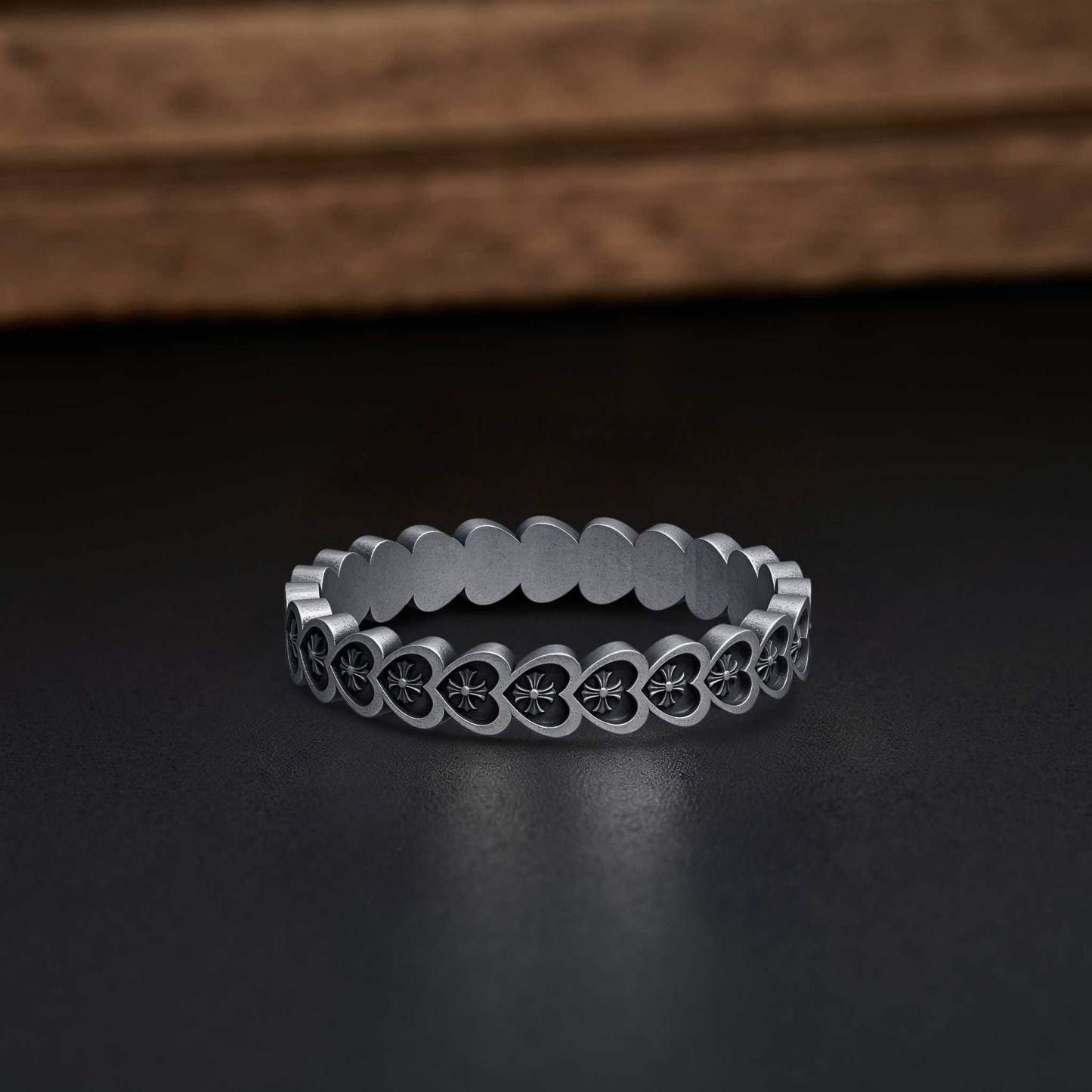 Heart Cross Silver Ring