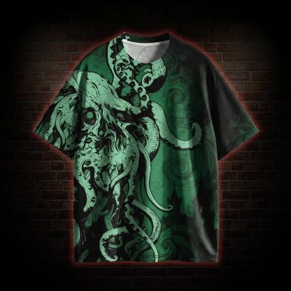 Retro Cthulhu Horror Graphic T-shirt