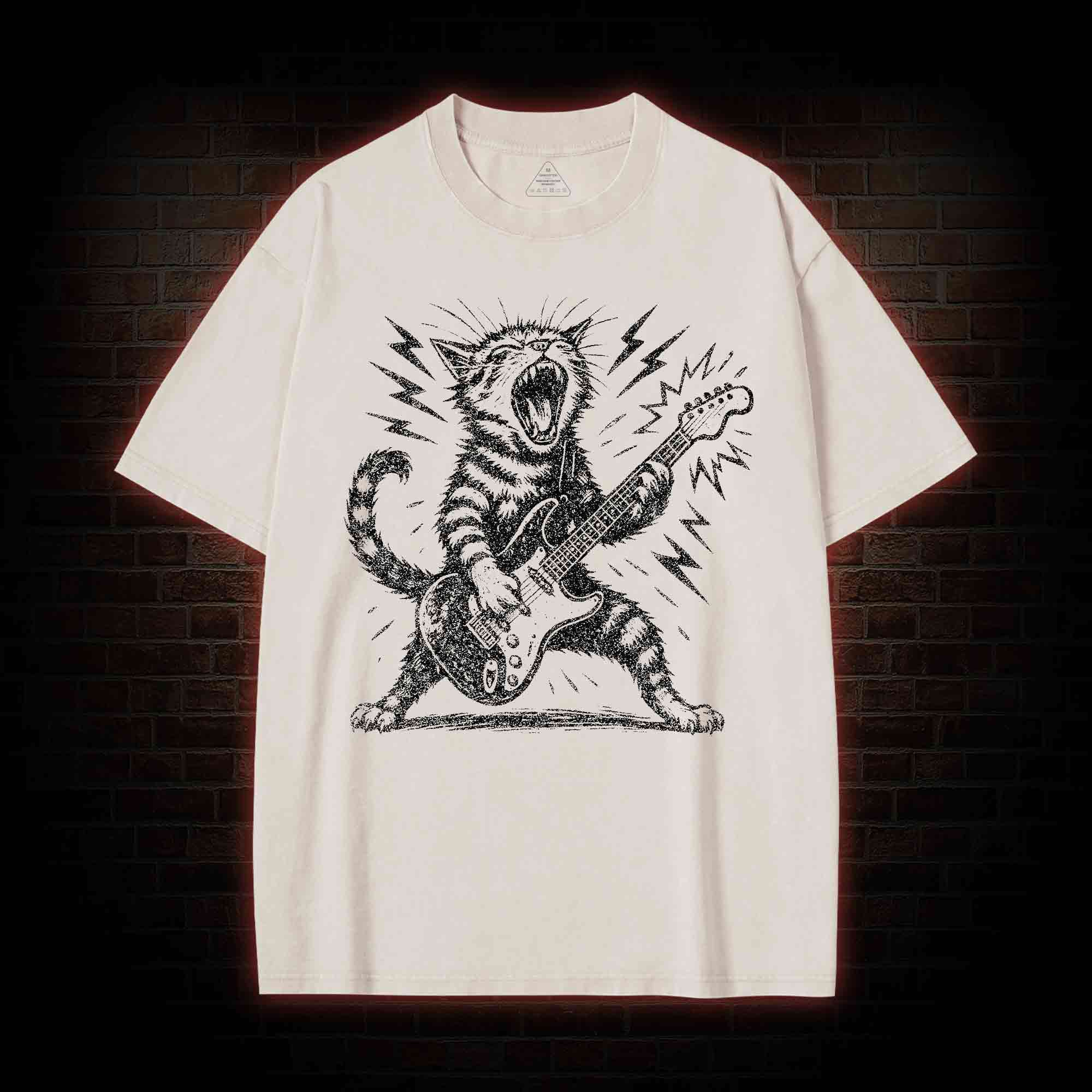Rock and Roll Cat Washed T-shirt