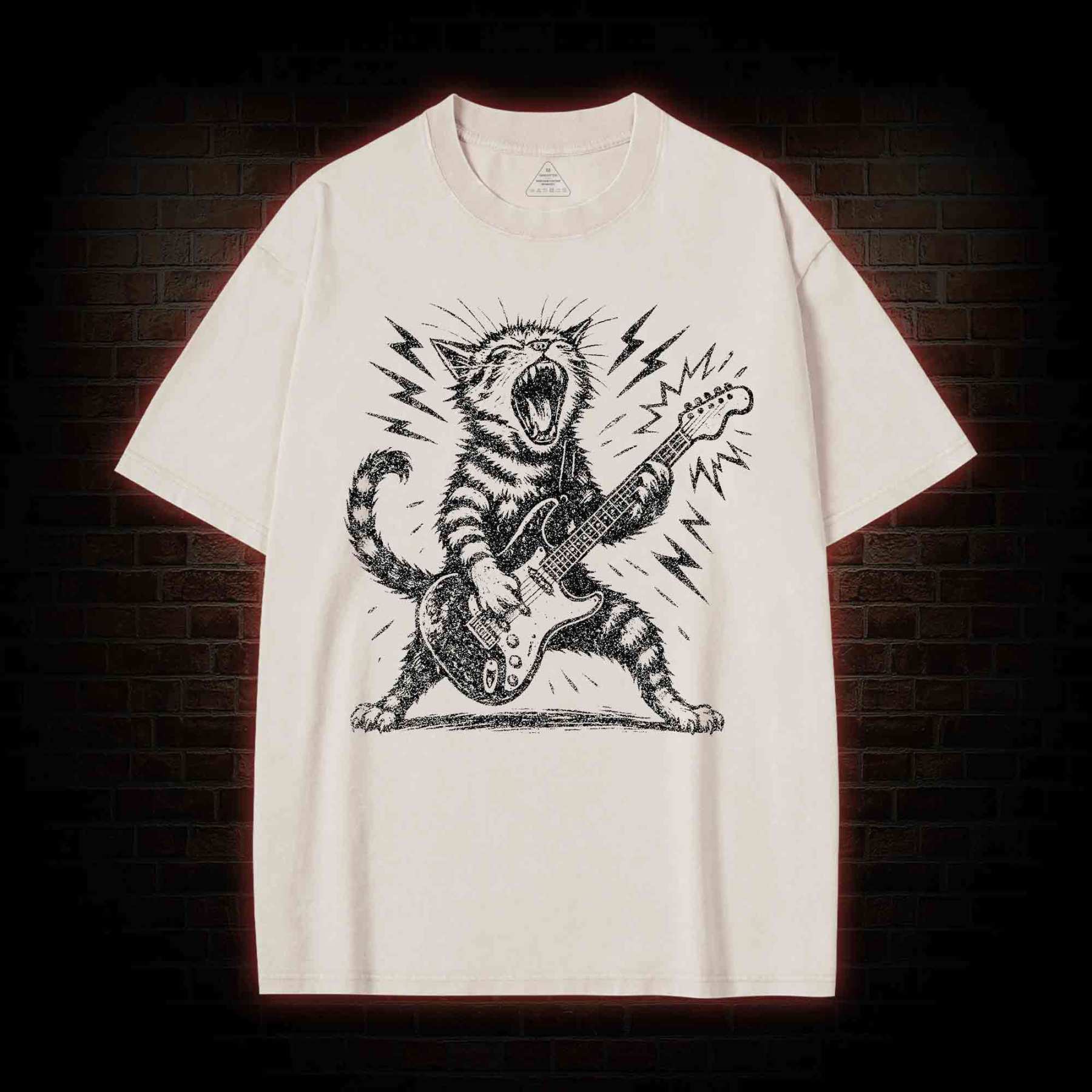 Rock and Roll Cat Washed T-shirt