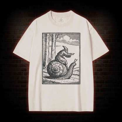 Medieval Snail Rider Washed T-shirt