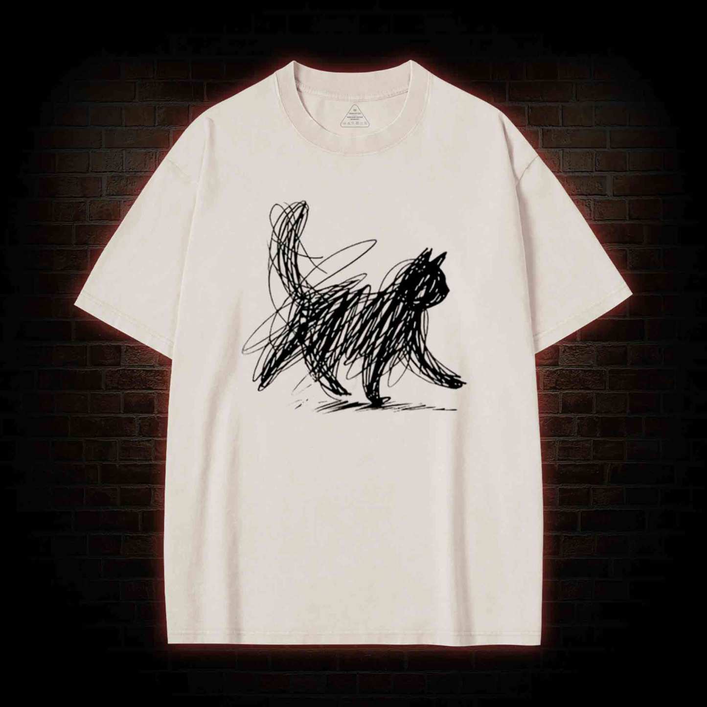 Cat Line Art Washed T-shirt