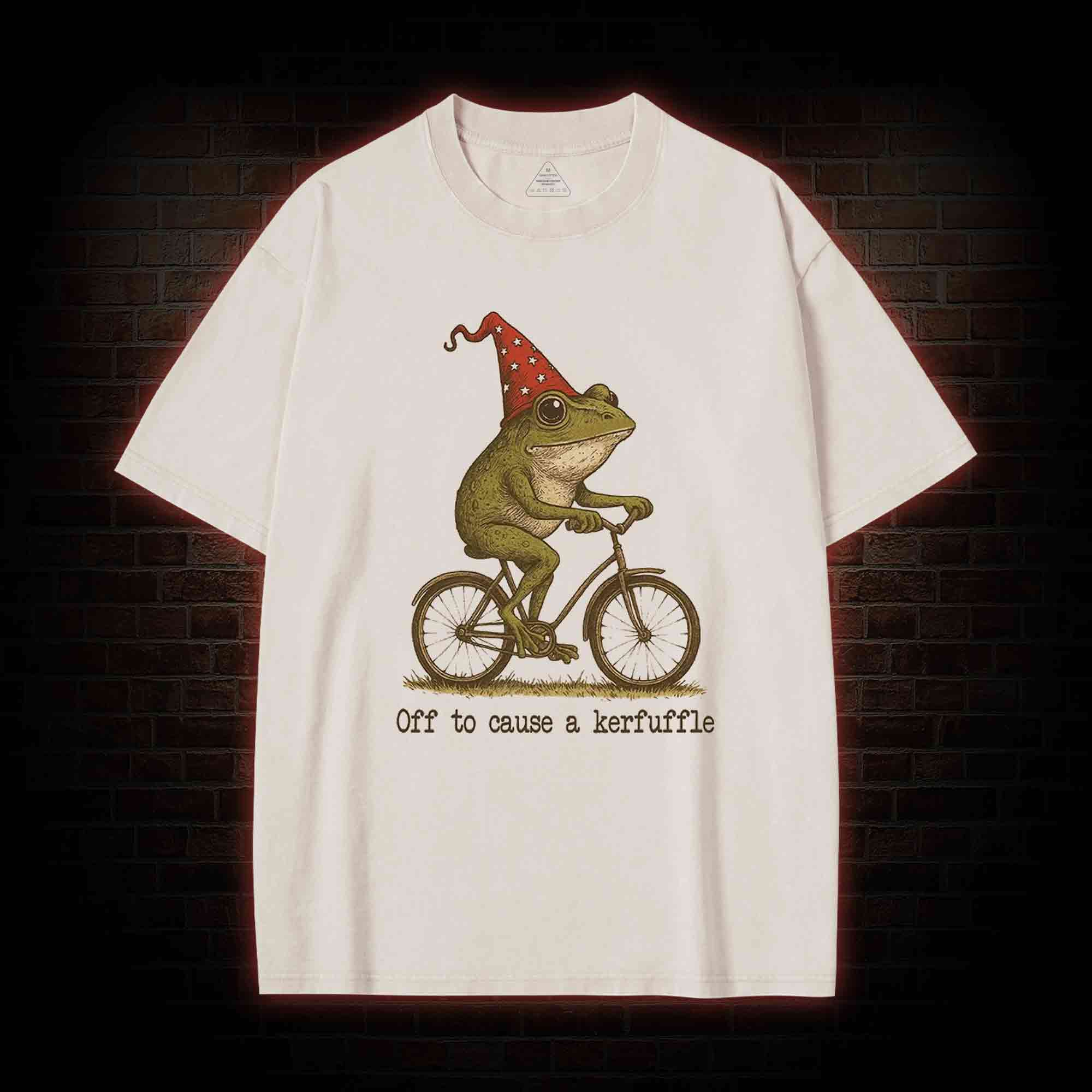 Off to Cause a Kerfuffle Frog Washed T-shirt