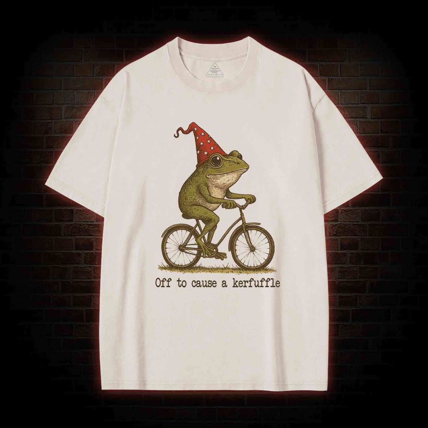 Off to Cause a Kerfuffle Frog Washed T-shirt
