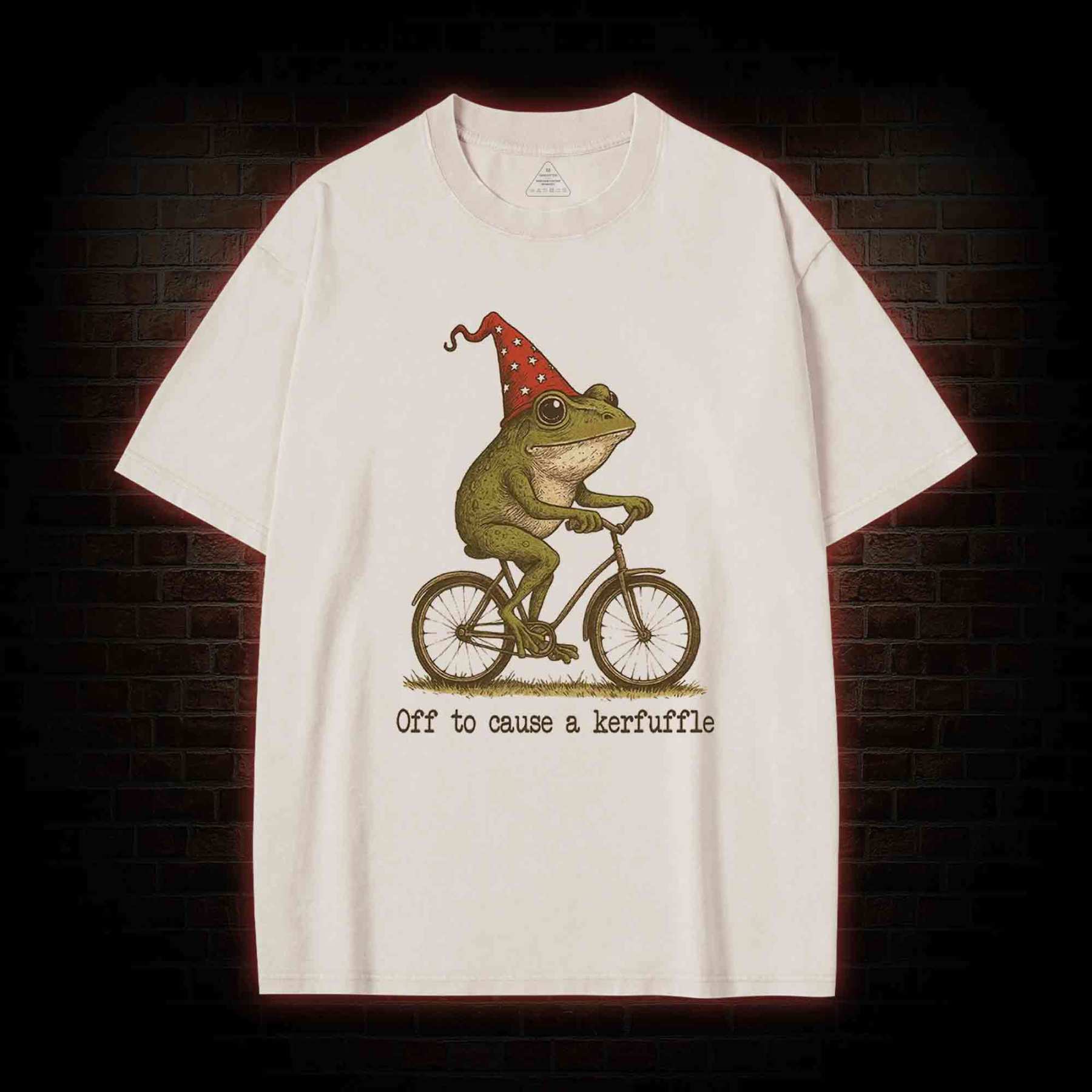 Off to Cause a Kerfuffle Frog Washed T-shirt