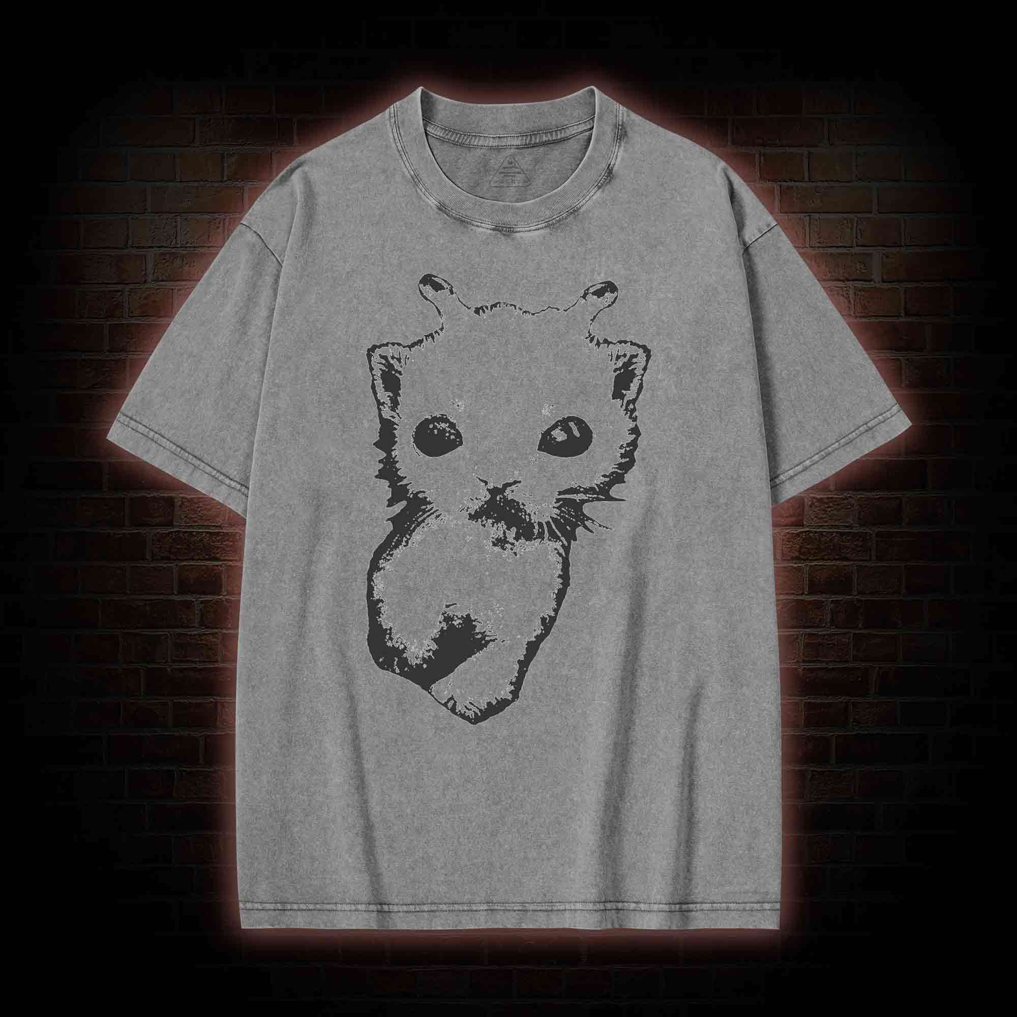 Silly Cat Alien Washed T-shirt