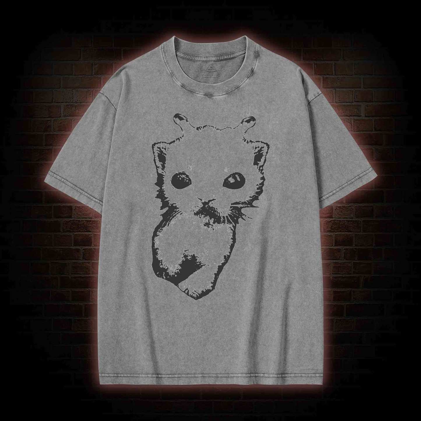Silly Cat Alien Washed T-shirt
