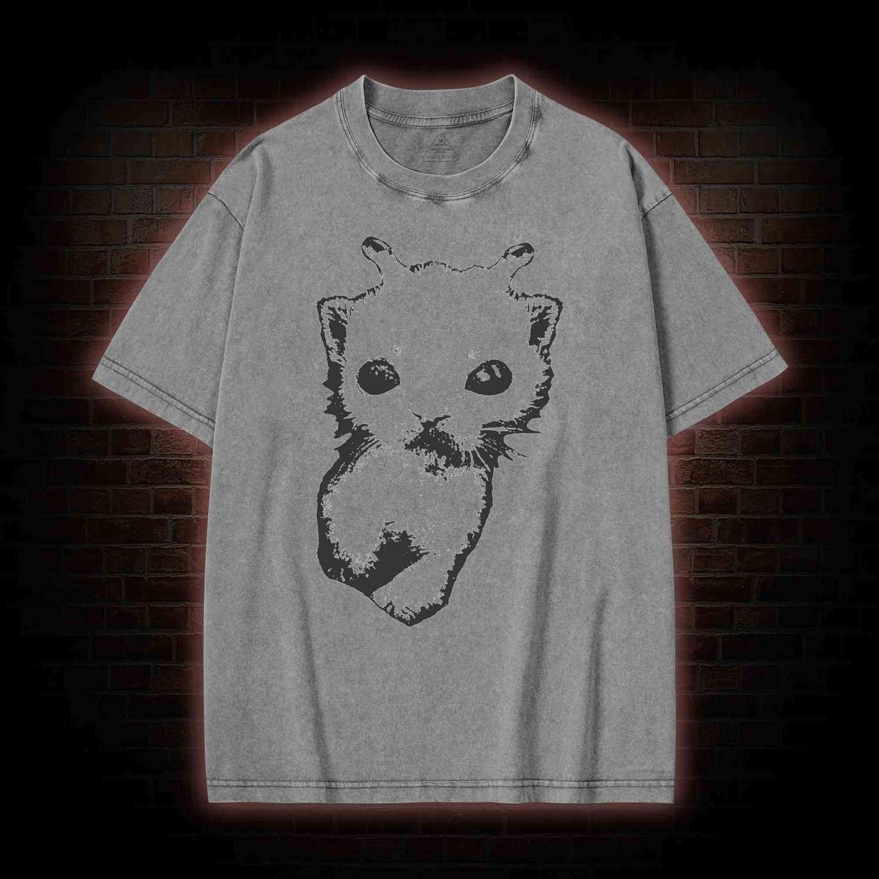 Silly Cat Alien Washed T-shirt