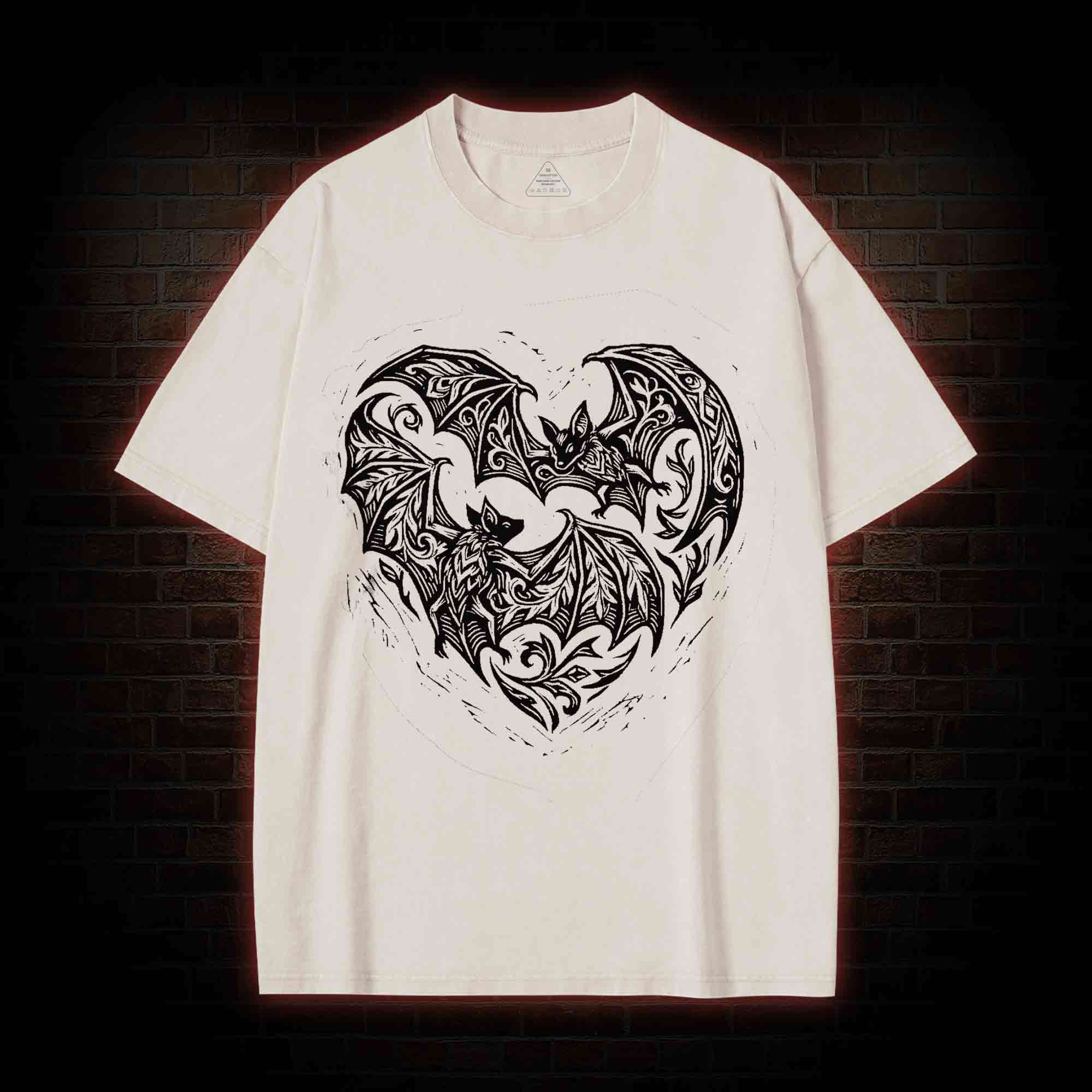 Vampire Bat Heart Washed T-shirt