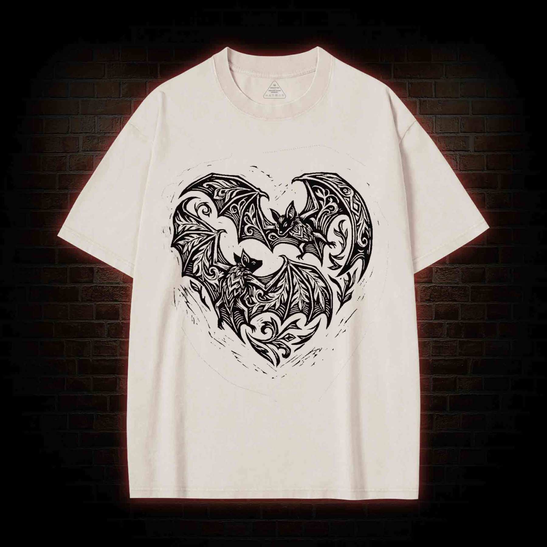 Vampire Bat Heart Washed T-shirt