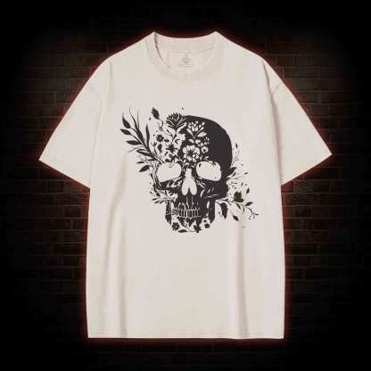 Skull Floral Washed T-shirt