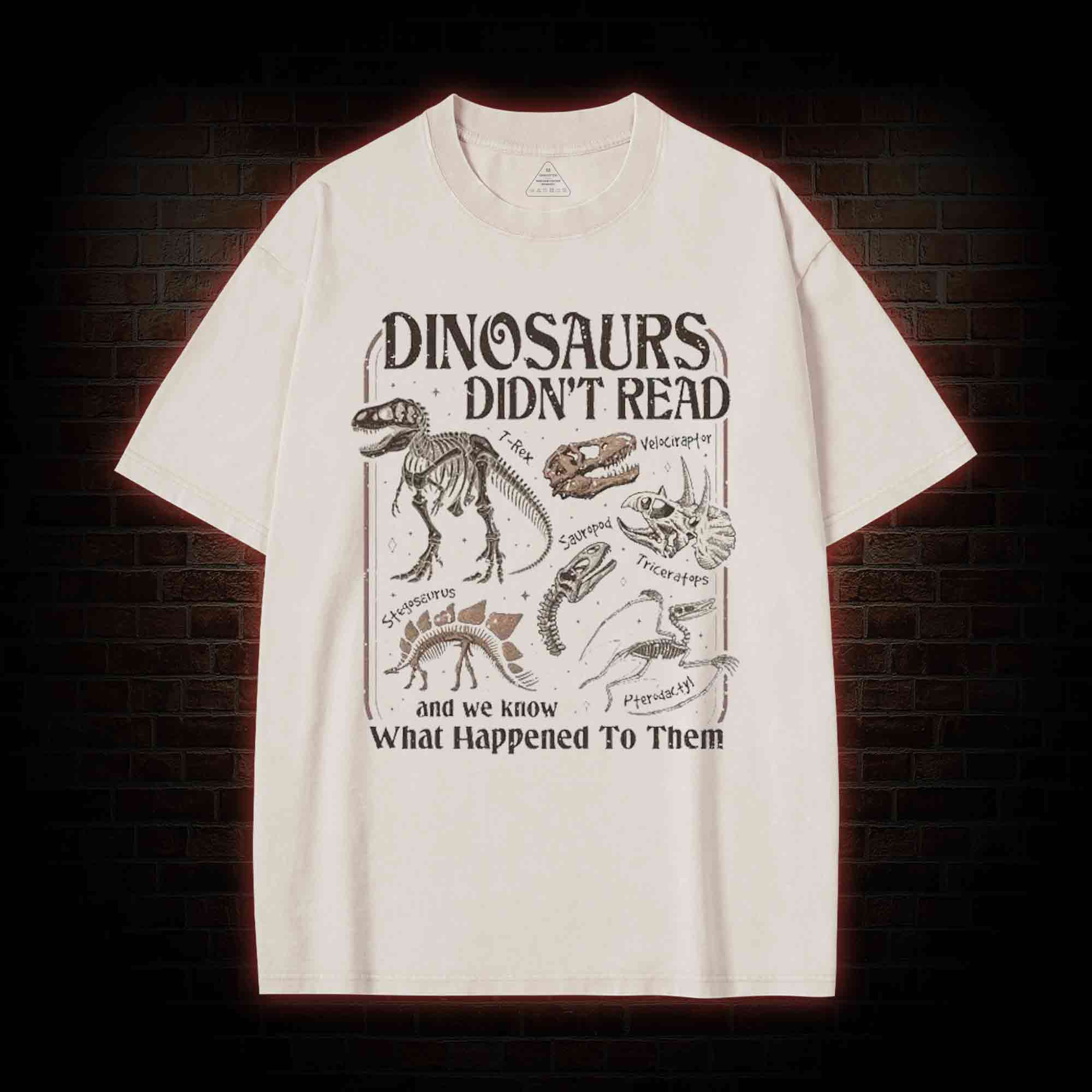 Dinosaurs Didn't Read Washed T-shirt