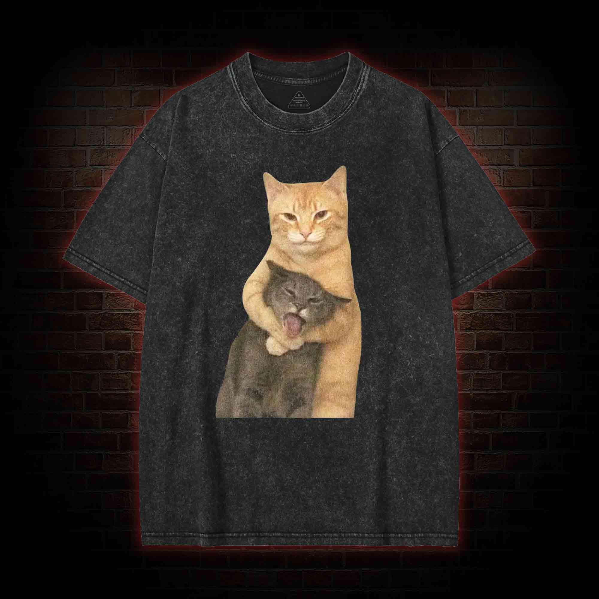 Fighting Cat Memes Washed T-shirt