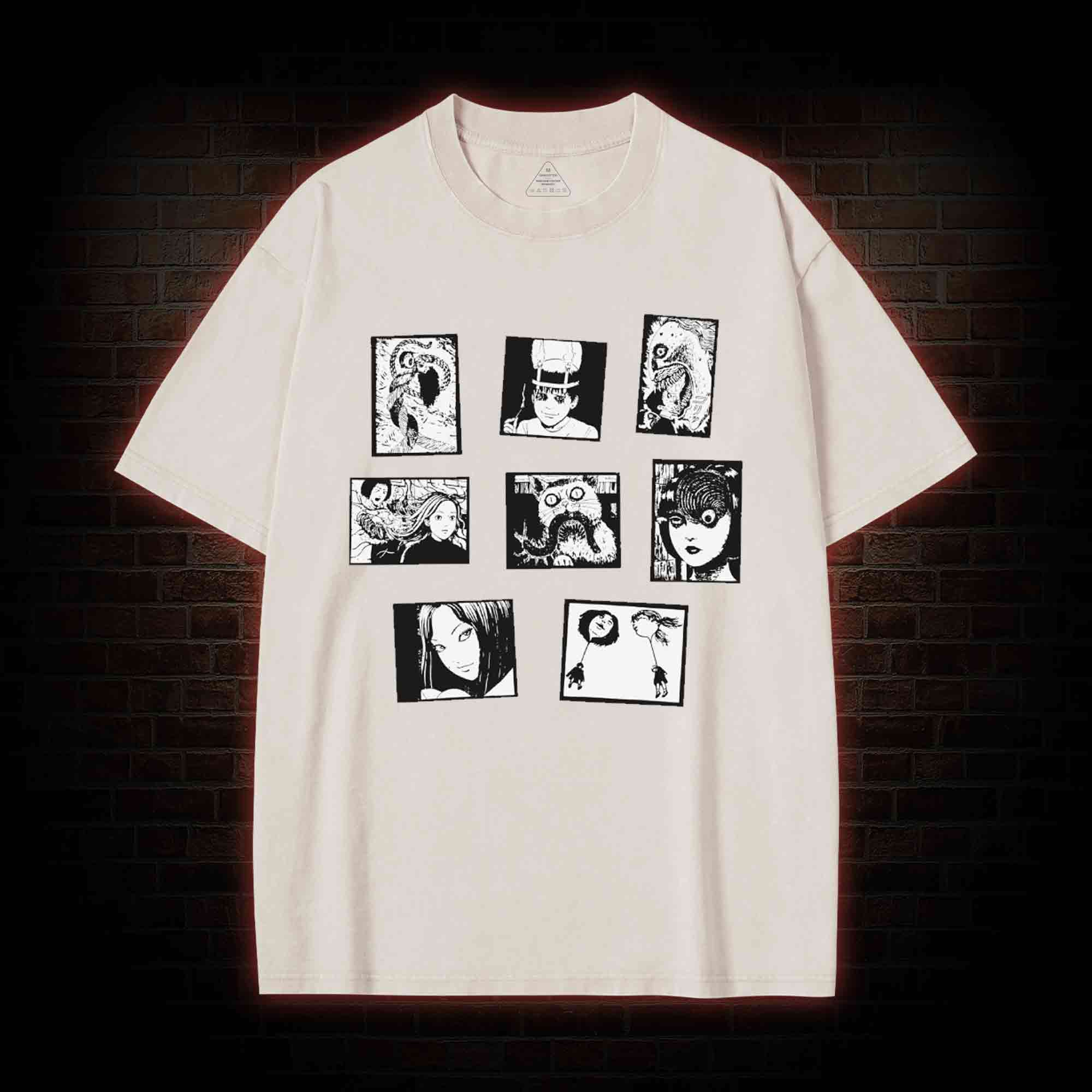 Retro Horror Manga Washed T-shirt