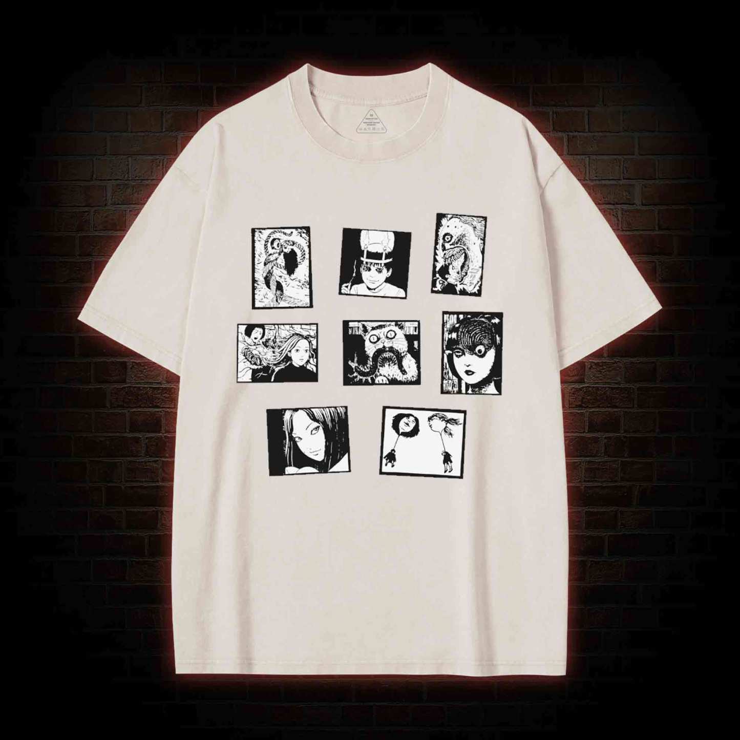 Retro Horror Manga Washed T-shirt