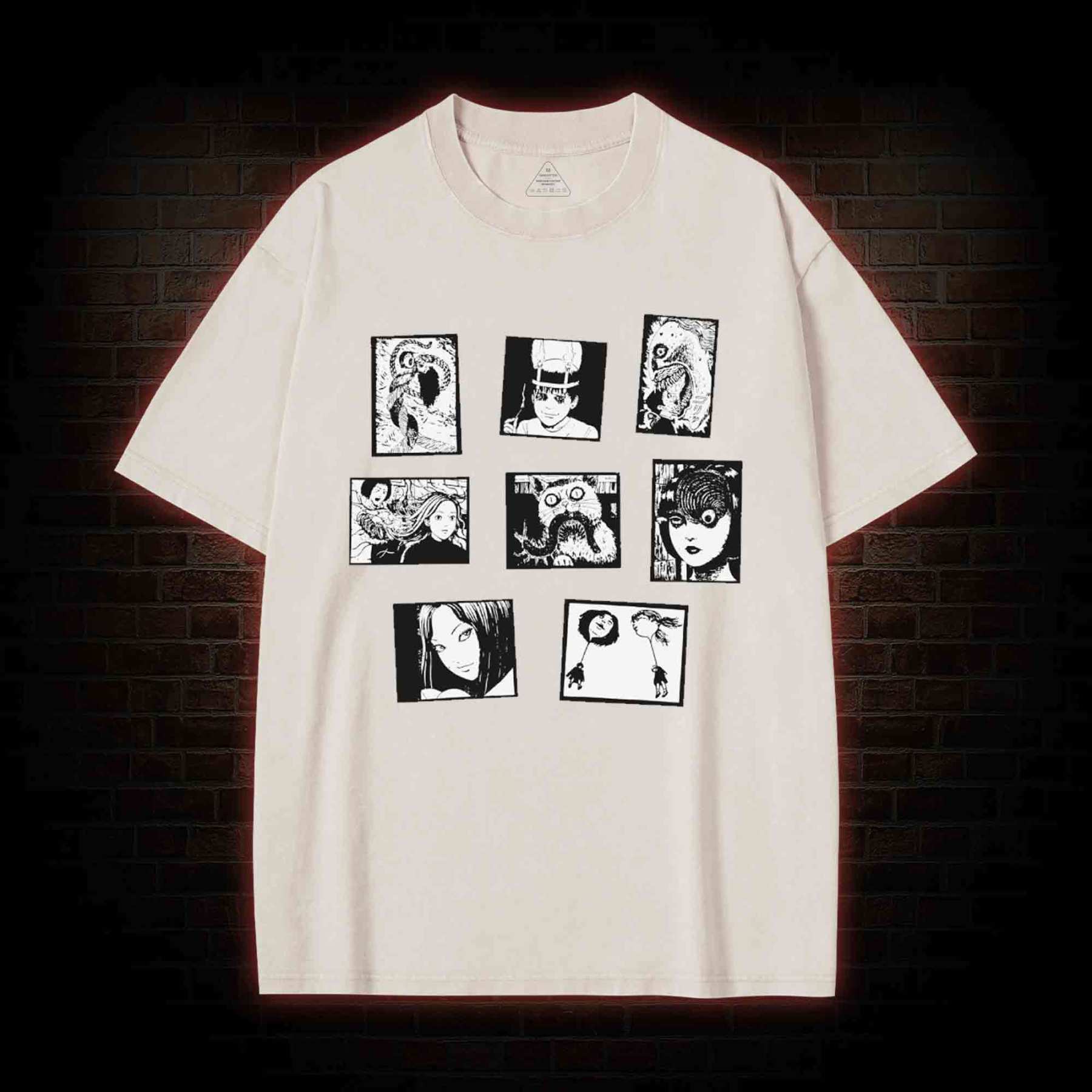 Retro Horror Manga Washed T-shirt