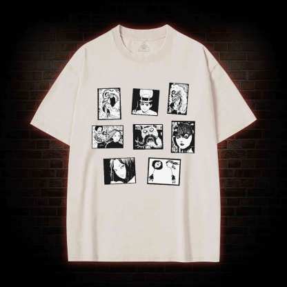 Retro Horror Manga Washed T-shirt