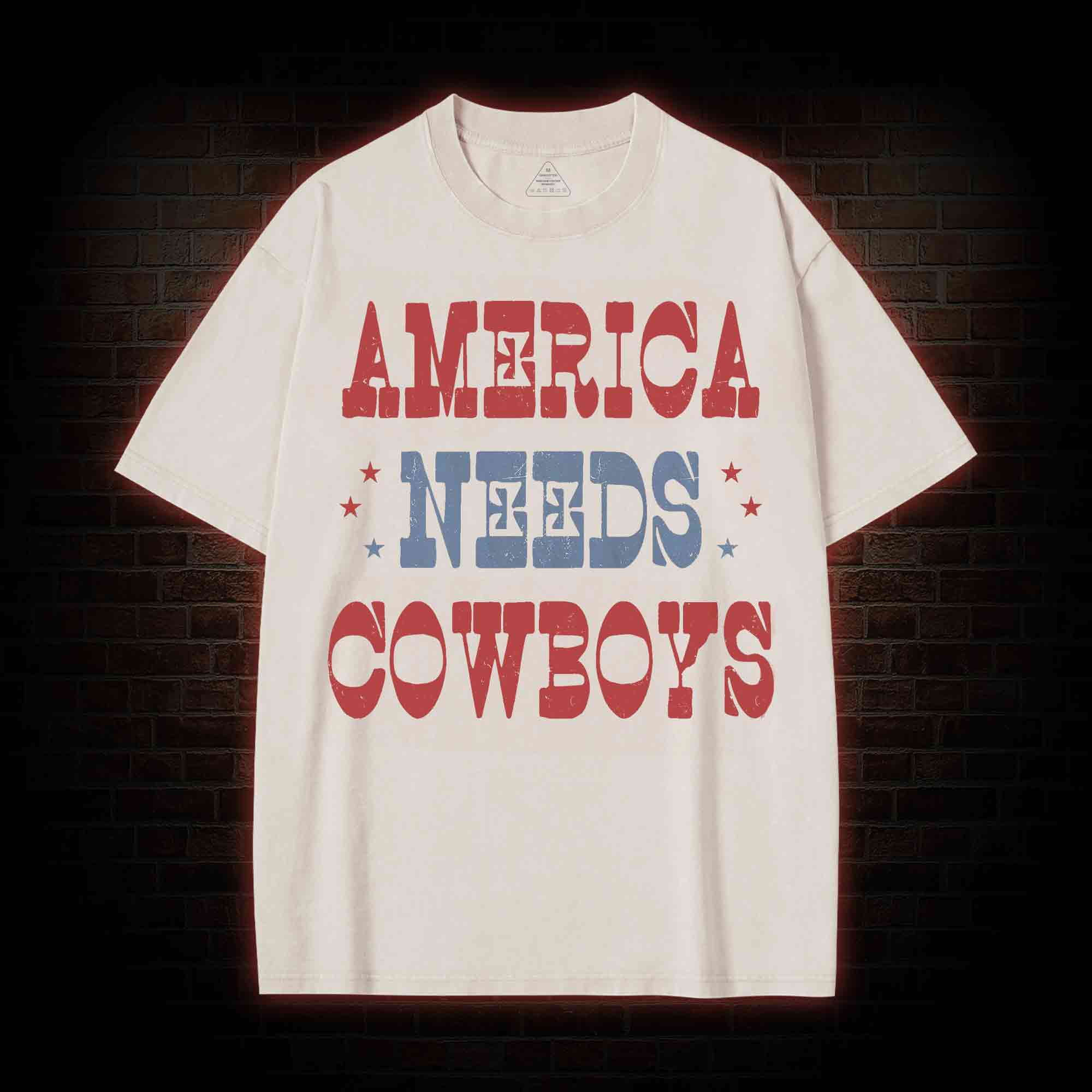 America Needs Cowboys Washed T-shirt