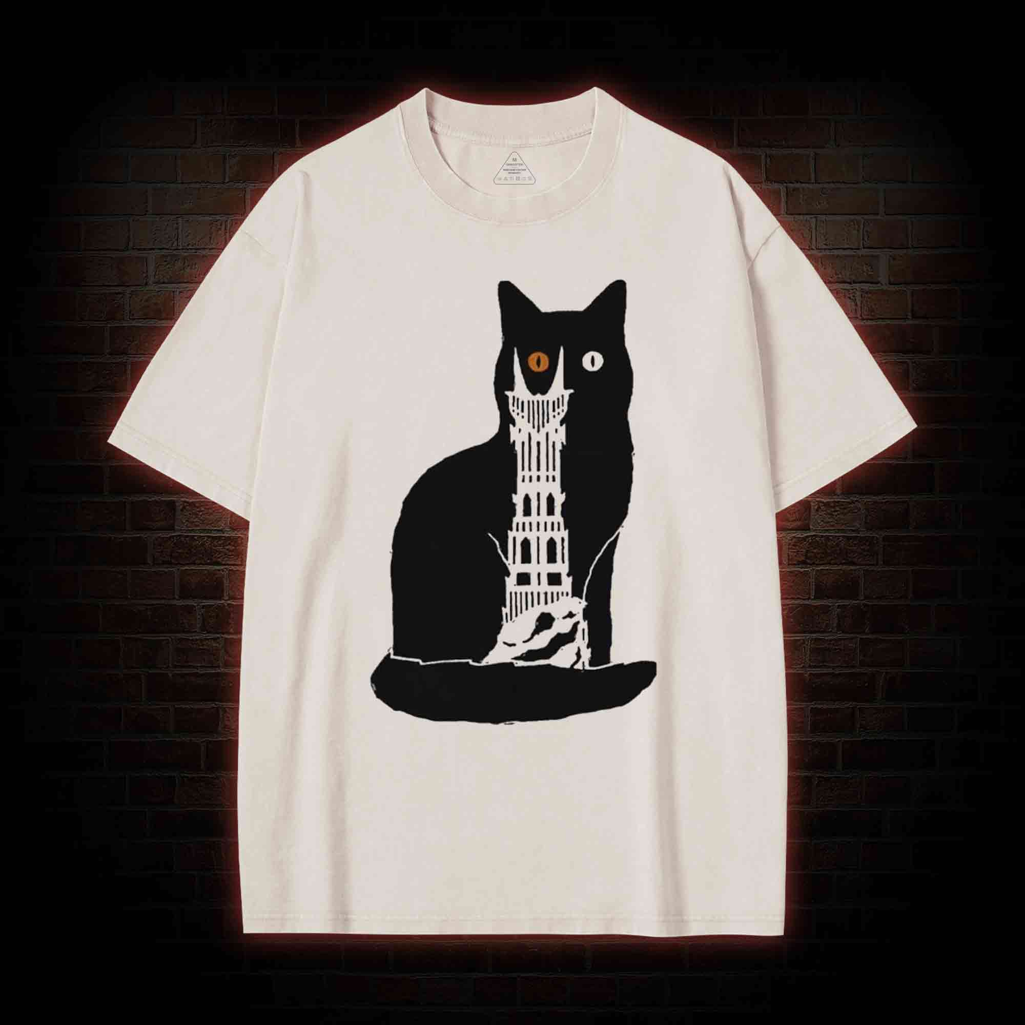 Cat Sauron Funny Washed T-shirt