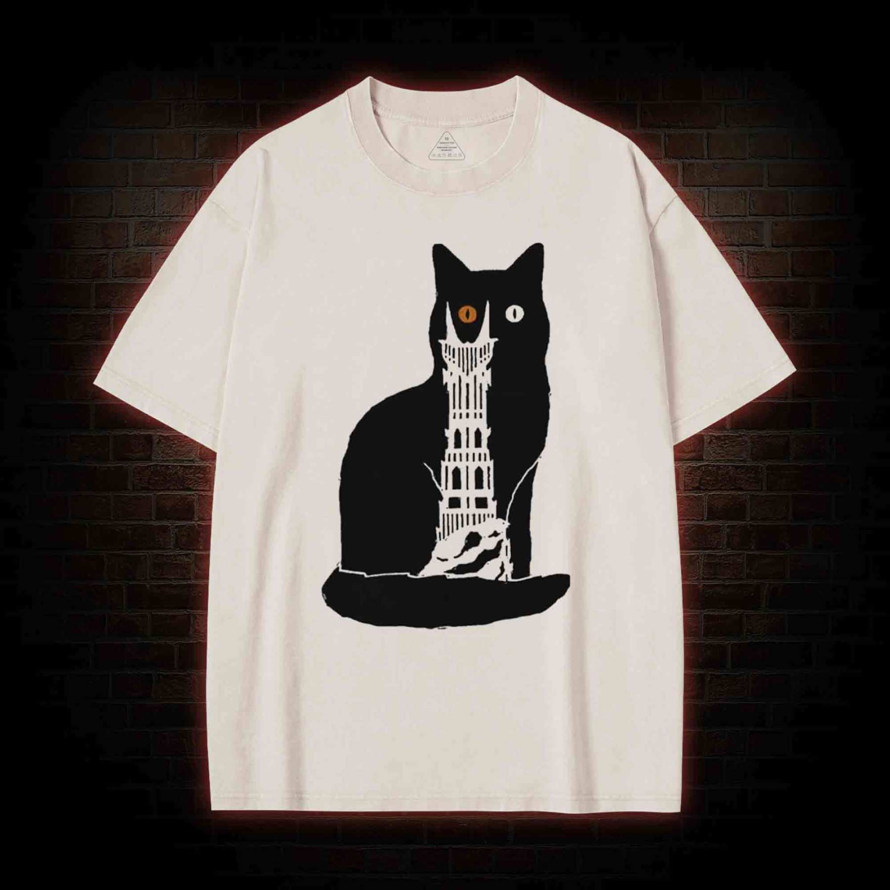 Cat Sauron Funny Washed T-shirt