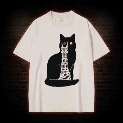 Cat Sauron Funny Washed T-shirt