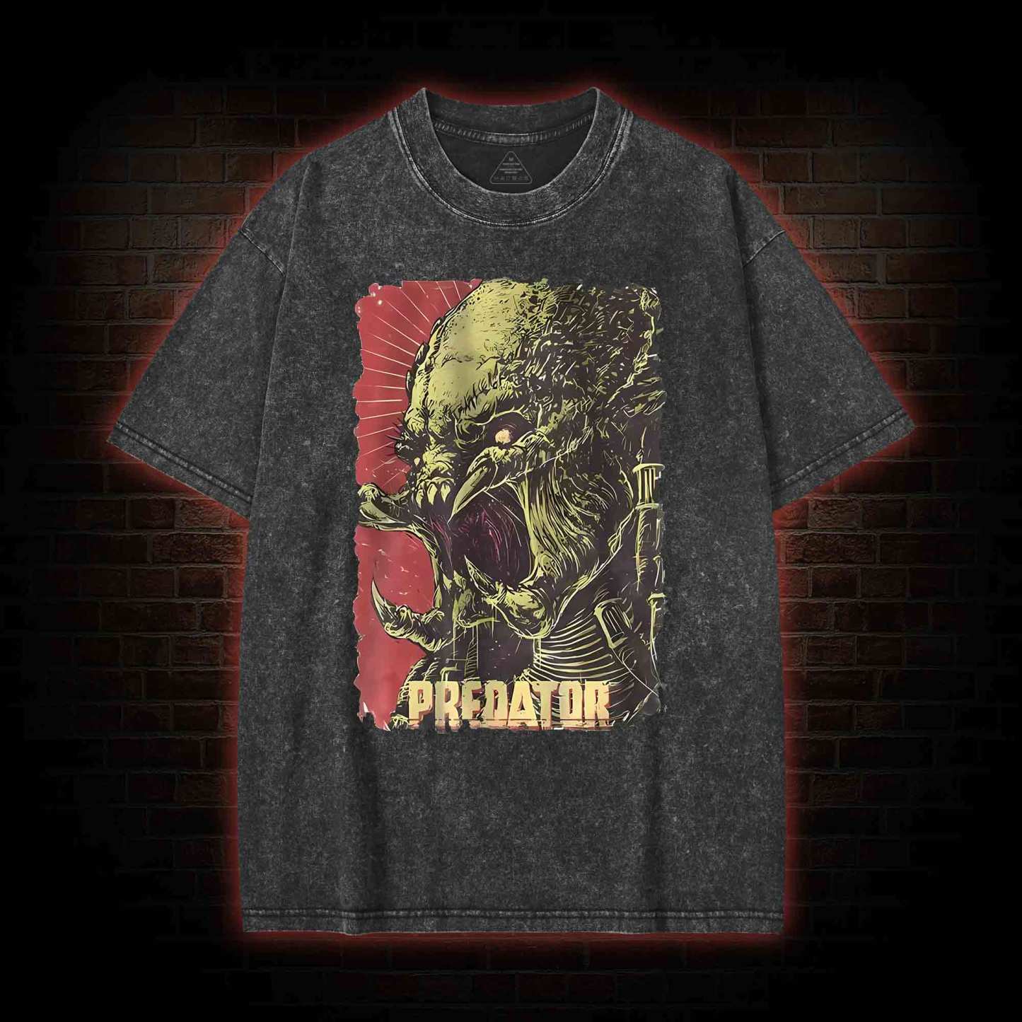 Alien Vs Alien Hunter Vintage Movie Washed T-shirt