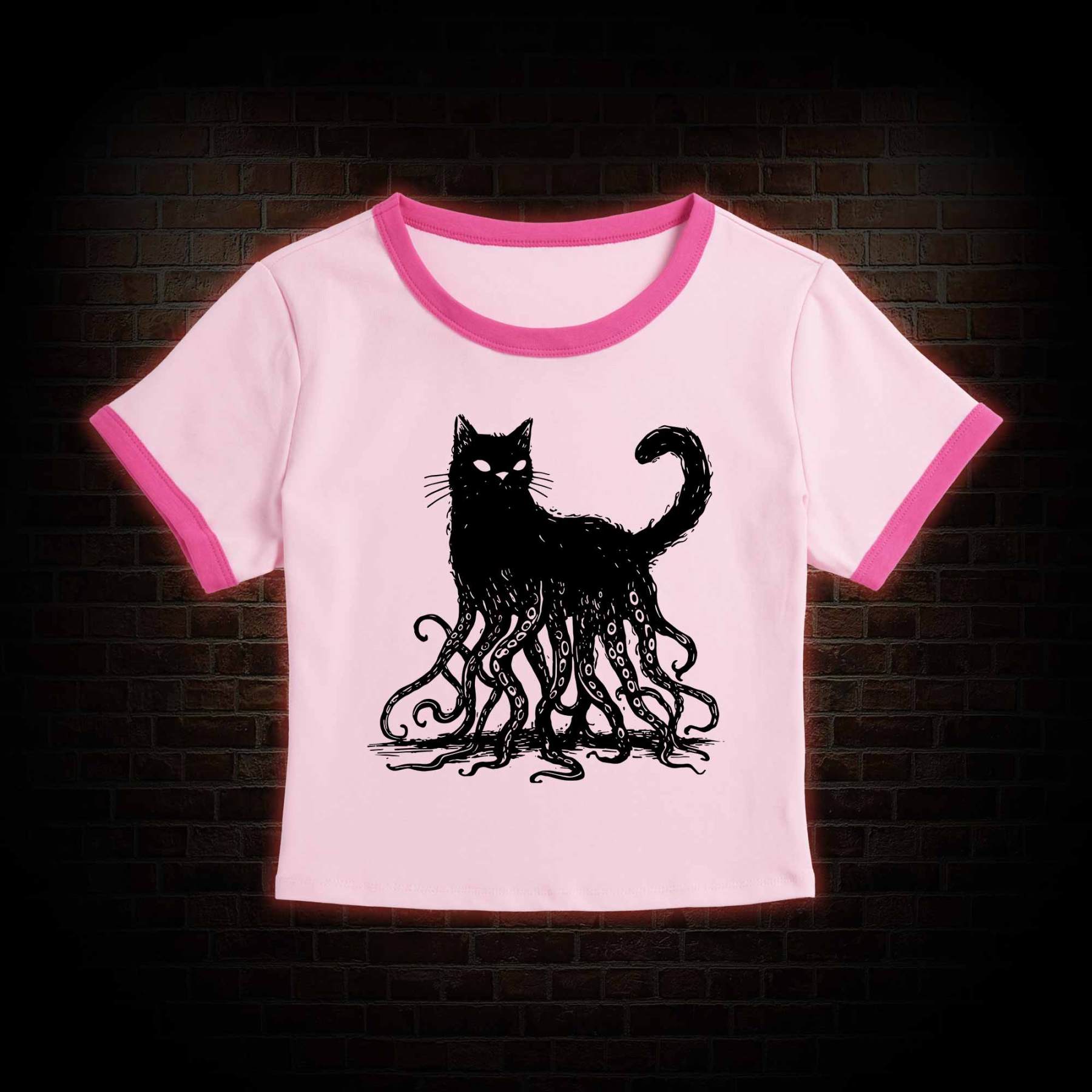 Octopus And Black Cat Baby Tee
