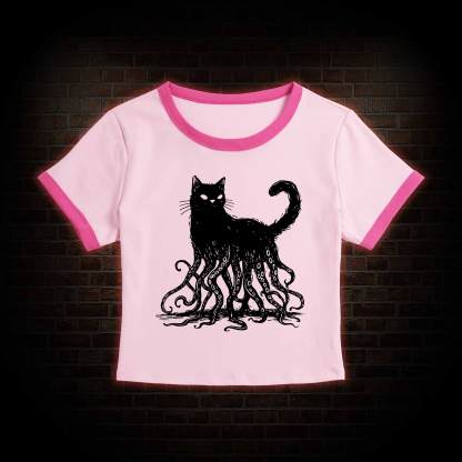 Octopus And Black Cat Baby Tee
