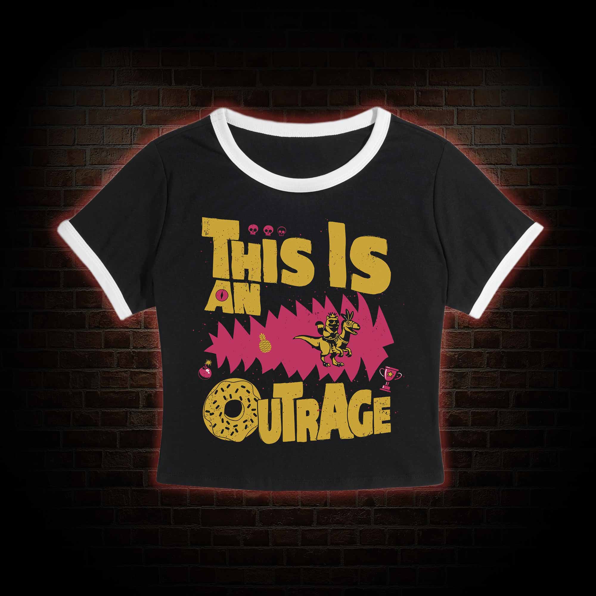 This is an Outrage Baby Tee