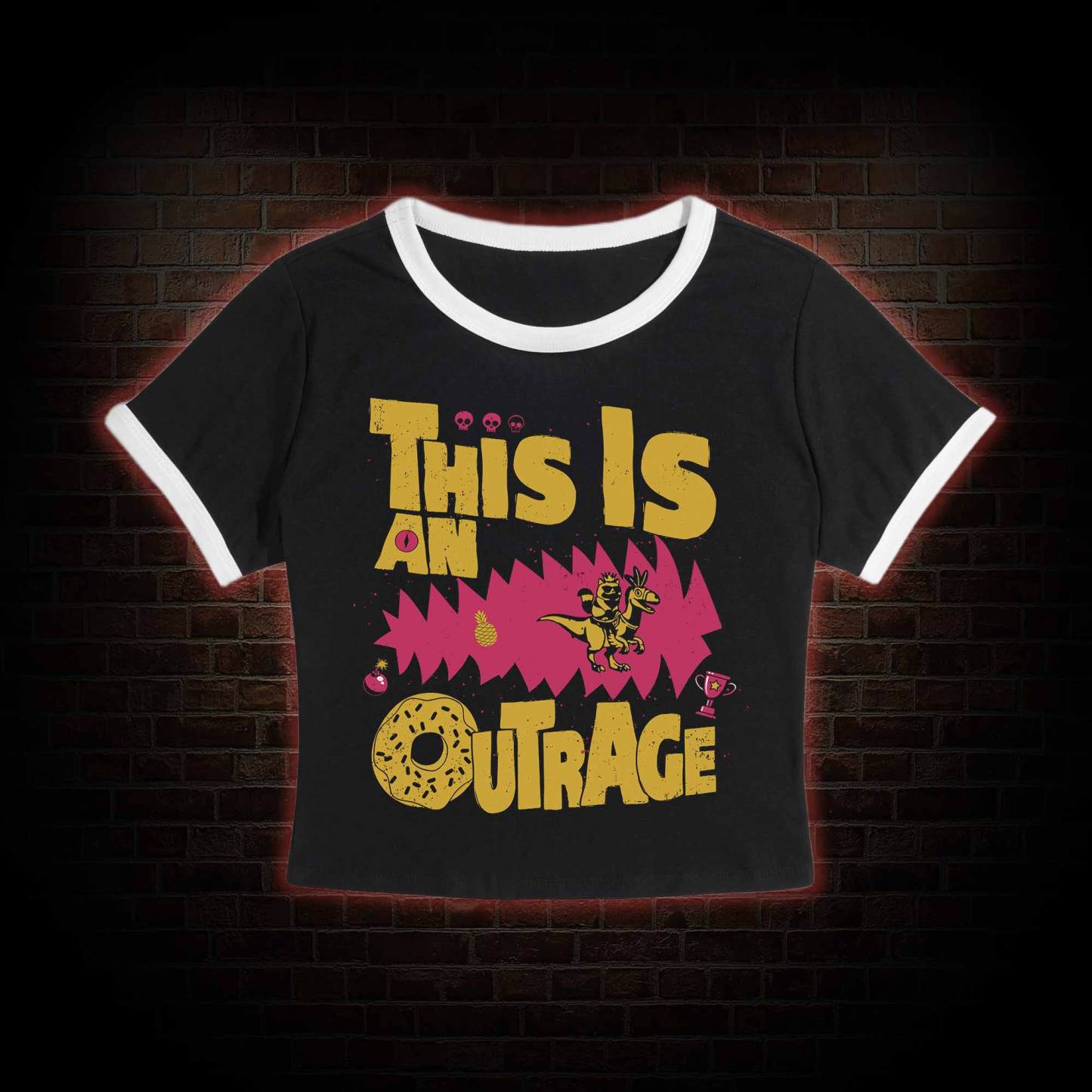 This is an Outrage Baby Tee