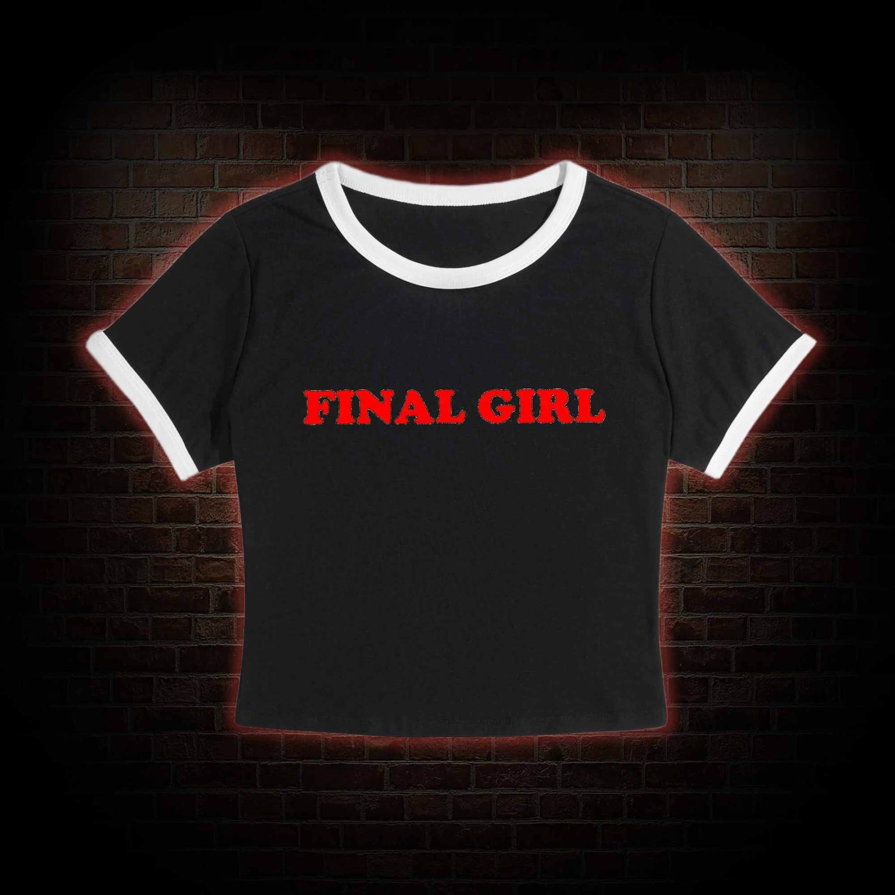 Horror Final Girl Slim Crop T-Shirts