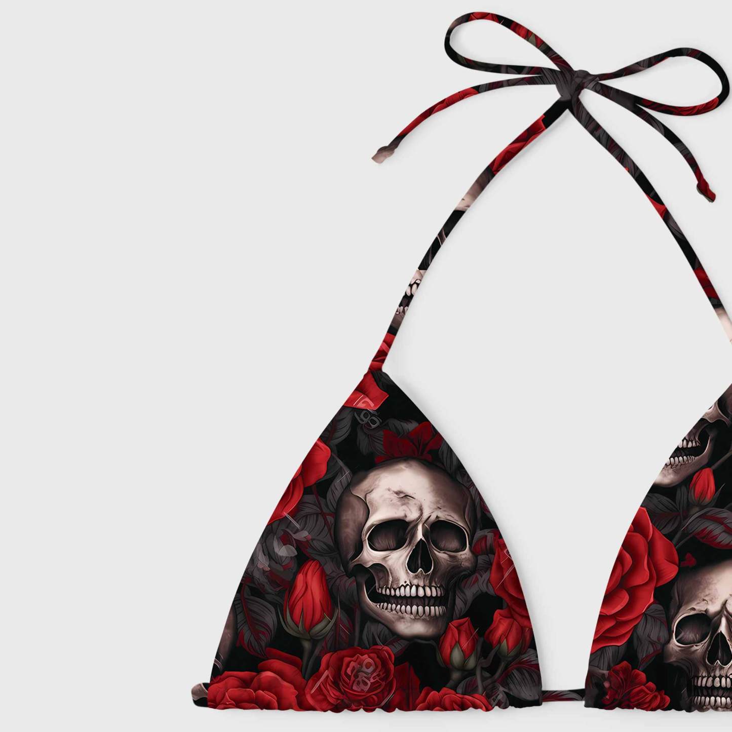 Skull and Roses Women's Adjustable Tie-Strap Bikini