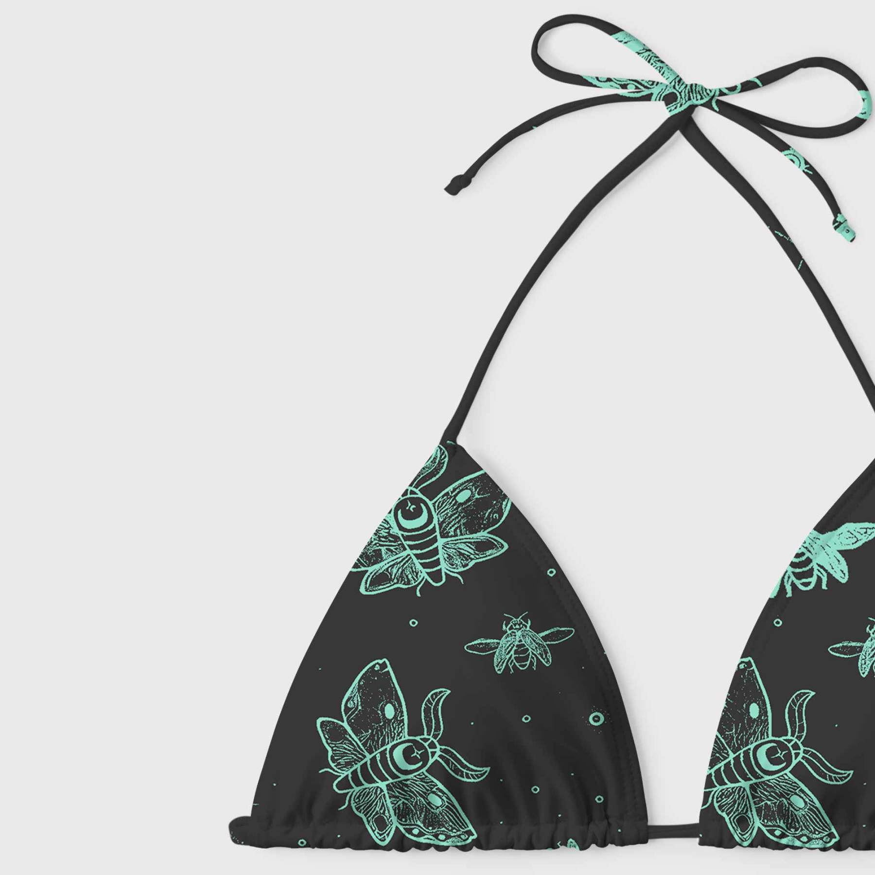 Midnight Flying Insects Women's Adjustable Tie-Strap Bikini
