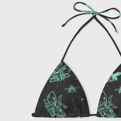 Midnight Flying Insects Women's Adjustable Tie-Strap Bikini